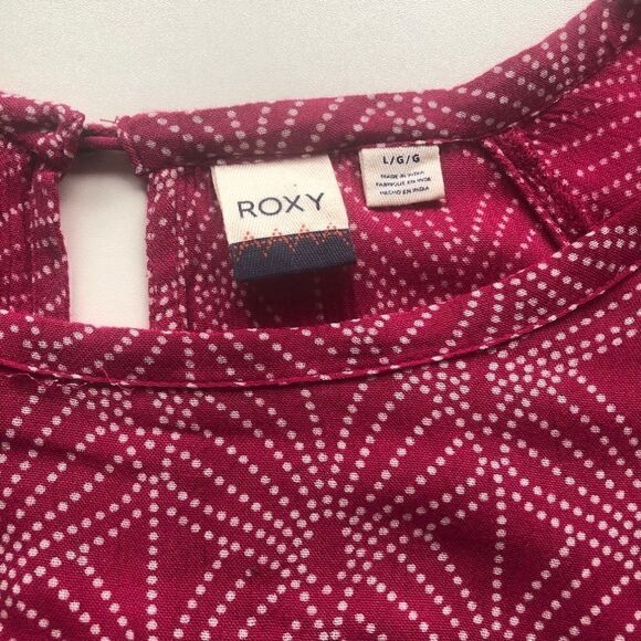 ROXY Dress - Pull-Over Shift Dress with Sleeve Accents -  Cranberry/White - Sz L - Picture 13 of 15